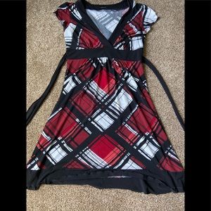 black & red patterned dress